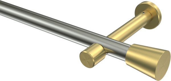 Gardinenstange Edelstahl-Optik / Messing-Optik 20 mm Ø PRESTIGE - Sitra (ohne Ringe) 100 cm