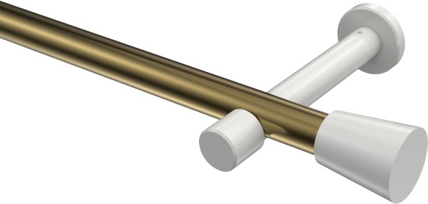 Gardinenstange Metall 20 mm Ø PRESTIGE - Sitra Messing Antik / Weiß (ohne Ringe) 100 cm