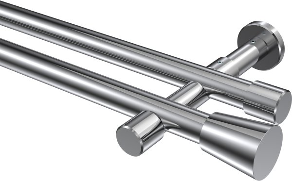 Gardinenstange Metall 20 mm Ø 2-läufig PRESTIGE - Sitra Chrom (ohne Ringe) 100 cm