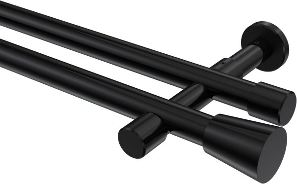 Gardinenstange Metall 20 mm Ø 2-läufig PRESTIGE - Sitra Schwarz (ohne Ringe) 100 cm