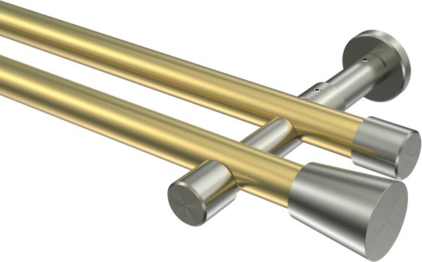 Gardinenstange Messing-Optik / Edelstahl-Optik 20 mm Ø 2-läufig PRESTIGE - Sitra (ohne Ringe)