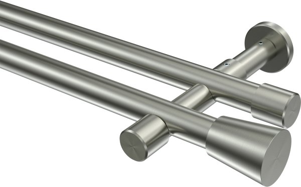 Gardinenstange Edelstahl-Optik 20 mm Ø 2-läufig PRESTIGE - Sitra (ohne Ringe) 100 cm