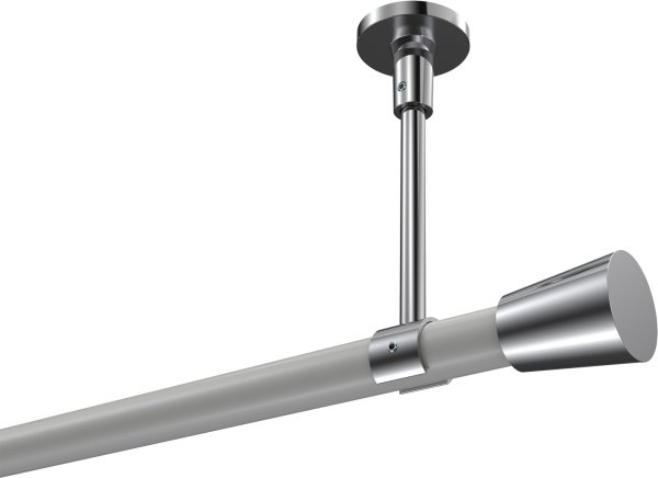 Gardinenstange Metall 20 mm Ø SONETTE - Sitra Weiß / Chrom (ohne Ringe) 100 cm