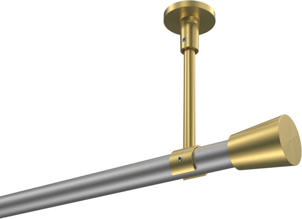 Gardinenstange Metall 20 mm Ø SONETTE - Sitra Silbergrau / Messing-Optik (ohne Ringe) 100 cm