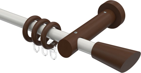Gardinenstange Metall / Holz 20 mm Ø TALENA - Bero Weiß / Nussbaum lackiert 100 cm