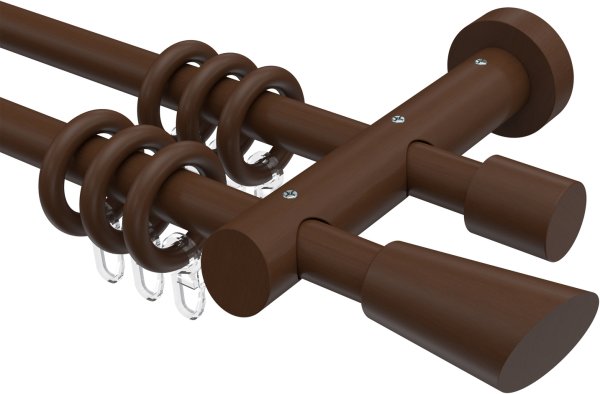 Gardinenstange Holz 20 mm Ø 2-läufig TALENA - Bero Nussbaum lackiert