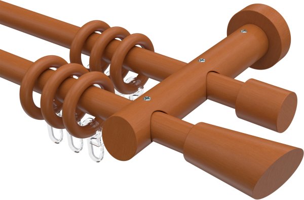 Gardinenstange Holz 20 mm Ø 2-läufig TALENA - Bero Kirschbaum lackiert