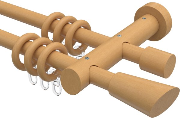 Gardinenstange Holz 20 mm Ø 2-läufig TALENA - Bero Buche lackiert