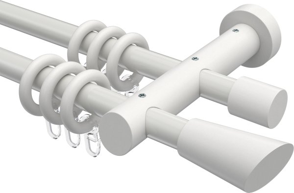 Gardinenstange Metall / Holz 20 mm Ø 2-läufig TALENA - Bero Weiß lackiert 100 cm