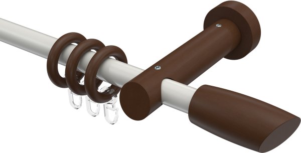 Gardinenstange Metall / Holz 20 mm Ø TALENA - Etta Weiß / Nussbaum lackiert 100 cm