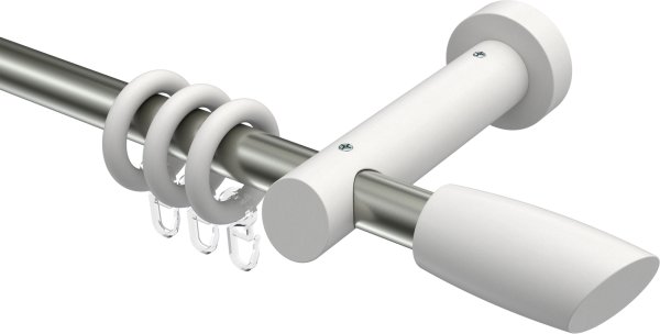 Gardinenstange Metall / Holz 20 mm Ø TALENA - Etta Edelstahl-Optik / Weiß lackiert 100 cm