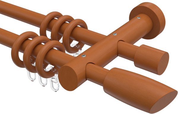 Gardinenstange Holz 20 mm Ø 2-läufig TALENA - Etta Kirschbaum lackiert