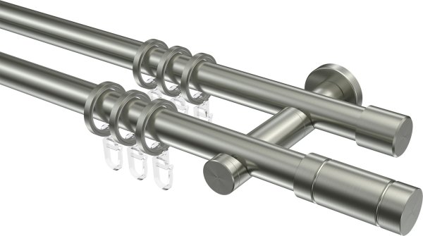 Gardinenstange Edelstahl 20 mm Ø 2-läufig PERFECTA - Elias