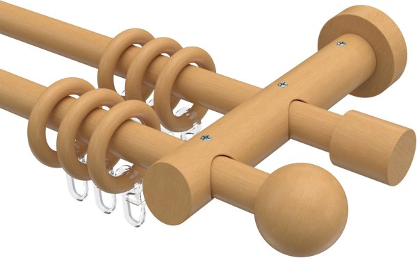 Gardinenstange Holz 20 mm Ø 2-läufig TALENA - Luina Buche lackiert
