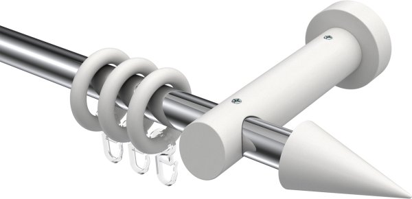 Gardinenstange Metall / Holz 20 mm Ø TALENA - Siveo Chrom / Weiß lackiert 100 cm