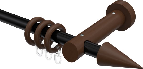 Gardinenstange Metall / Holz 20 mm Ø TALENA - Siveo Schwarz / Nussbaum lackiert 100 cm