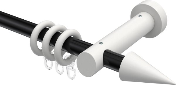Gardinenstange Metall / Holz 20 mm Ø TALENA - Siveo Schwarz / Weiß lackiert 100 cm