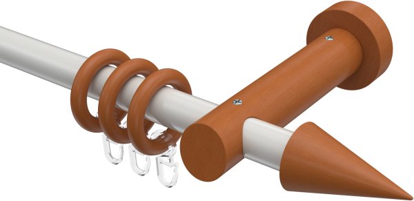 Gardinenstange Metall / Holz 20 mm Ø TALENA - Siveo Weiß / Kirschbaum lackiert 100 cm