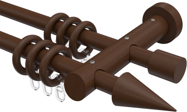 Gardinenstange Holz 20 mm Ø 2-läufig TALENA - Siveo Nussbaum lackiert