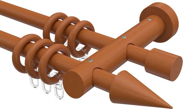 Gardinenstange Holz 20 mm Ø 2-läufig TALENA - Siveo Kirschbaum lackiert