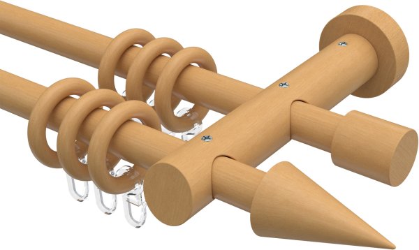 Gardinenstange Holz 20 mm Ø 2-läufig TALENA - Siveo Buche lackiert