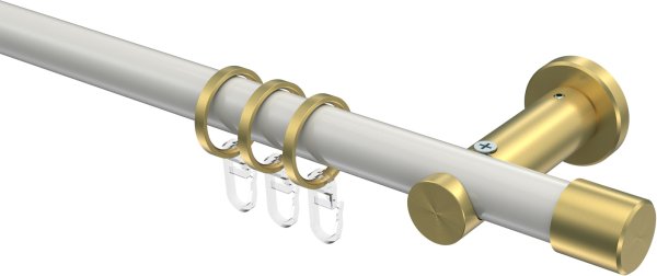 Gardinenstange Metall 20 mm Ø PLATON - Santo Weiß / Messing-Optik 100 cm