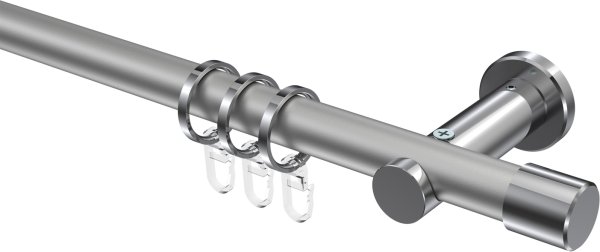 Gardinenstange Metall 20 mm Ø PLATON - Santo Silbergrau / Chrom 100 cm