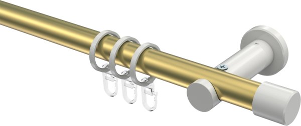 Gardinenstange Metall 20 mm Ø PLATON - Santo Messing-Optik / Weiß 100 cm