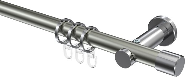 Gardinenstange Metall 20 mm Ø PLATON - Santo Edelstahl-Optik / Chrom 100 cm