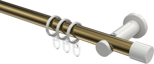 Gardinenstange Metall 20 mm Ø PLATON - Santo Messing Antik / Weiß 100 cm