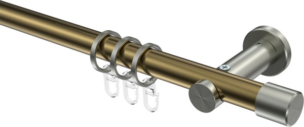 Gardinenstange Metall 20 mm Ø PLATON - Santo Messing Antik / Edelstahl-Optik 100 cm