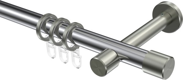 Gardinenstange Metall 20 mm Ø PRESTIGE - Santo Chrom / Edelstahl-Optik 100 cm