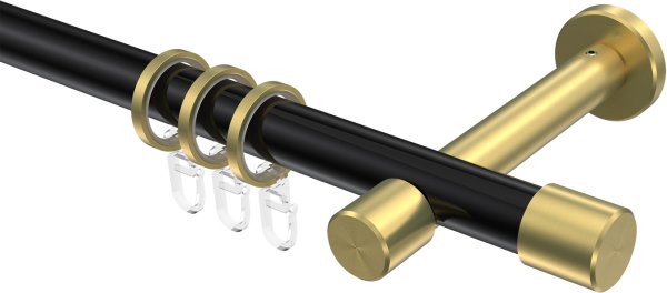 Gardinenstange Metall 20 mm Ø PRESTIGE - Santo Schwarz / Messing-Optik 100 cm