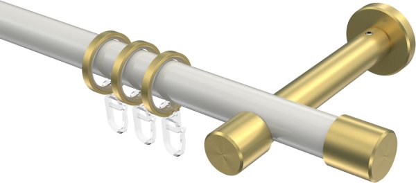 Gardinenstange Metall 20 mm Ø PRESTIGE - Santo Weiß / Messing-Optik 100 cm