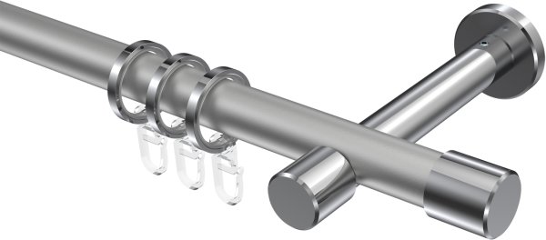 Gardinenstange Metall 20 mm Ø PRESTIGE - Santo Silbergrau / Chrom 100 cm