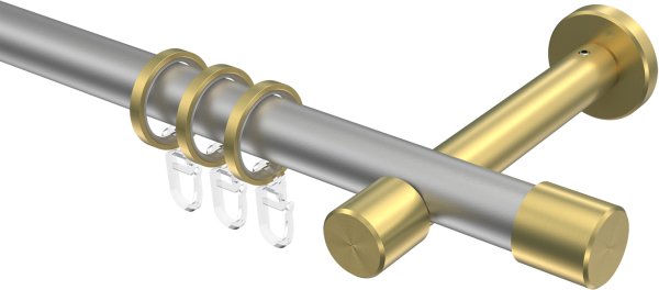 Gardinenstange Metall 20 mm Ø PRESTIGE - Santo Silbergrau / Messing-Optik 100 cm