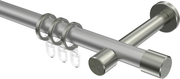 Gardinenstange Metall 20 mm Ø PRESTIGE - Santo Silbergrau / Edelstahl-Optik 100 cm