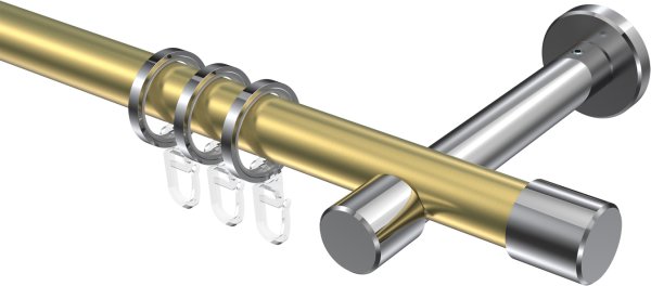 Gardinenstange Metall 20 mm Ø PRESTIGE - Santo Messing-Optik / Chrom 100 cm