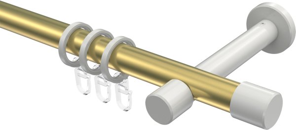 Gardinenstange Metall 20 mm Ø PRESTIGE - Santo Messing-Optik / Weiß 100 cm