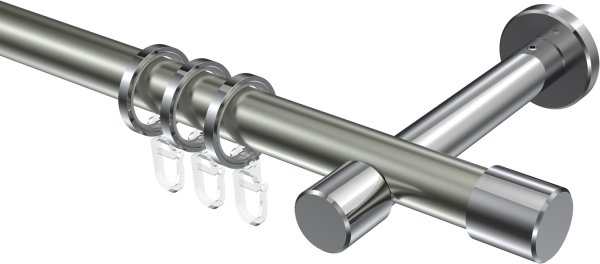 Gardinenstange Metall 20 mm Ø PRESTIGE - Santo Edelstahl-Optik / Chrom 100 cm