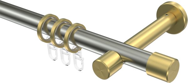 Gardinenstange Edelstahl-Optik / Messing-Optik 20 mm Ø PRESTIGE - Santo 100 cm