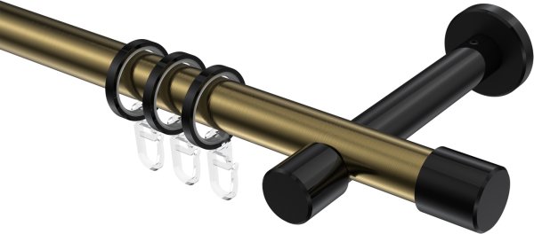 Gardinenstange Metall 20 mm Ø PRESTIGE - Santo Messing Antik / Schwarz 100 cm