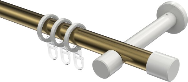 Gardinenstange Metall 20 mm Ø PRESTIGE - Santo Messing Antik / Weiß 100 cm