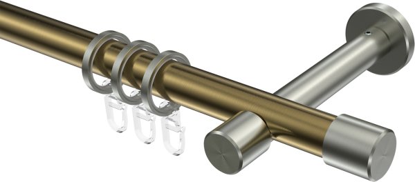 Gardinenstange Metall 20 mm Ø PRESTIGE - Santo Messing Antik / Edelstahl-Optik 100 cm