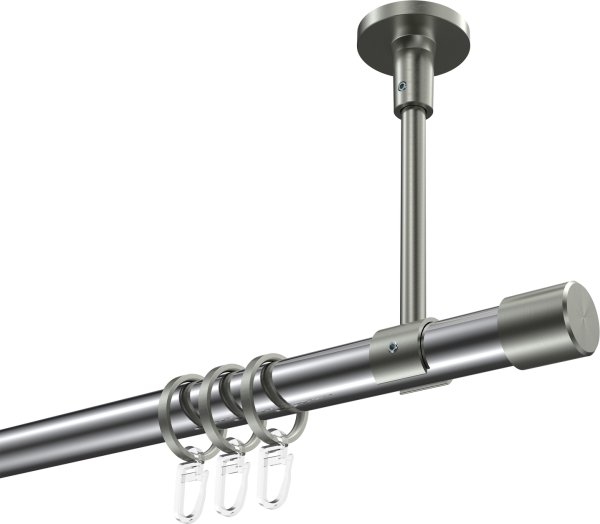 Gardinenstange Metall 20 mm Ø SONETTE - Santo Chrom / Edelstahl-Optik 100 cm