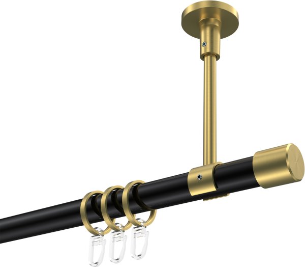 Gardinenstange Metall 20 mm Ø SONETTE - Santo Schwarz / Messing-Optik 100 cm