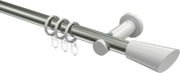 Gardinenstange Metall 20 mm Ø PLATON - Bento Edelstahl-Optik / Weiß 100 cm