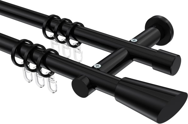 Gardinenstange Metall 20 mm Ø 2-läufig PLATON - Bento Schwarz 100 cm