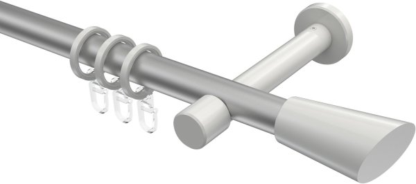 Gardinenstange Metall 20 mm Ø PRESTIGE - Bento Silbergrau / Weiß 100 cm