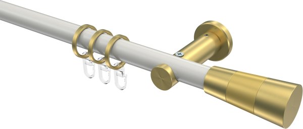 Gardinenstange Metall 20 mm Ø PLATON - Tanara Weiß / Messing-Optik 100 cm